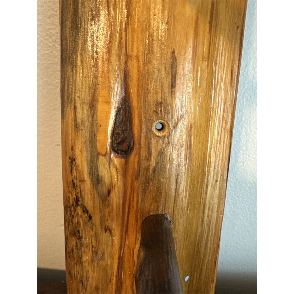 28" LOG Wall Mount Coat Rack 5 Wood Pegs Lodge Cabin Decor Branch Tree Primitive - Picture 10 of 16